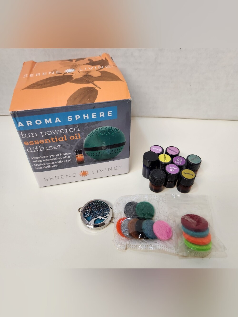 Essential Oil Diffuser Fan, Oil Bottles, & Loceket